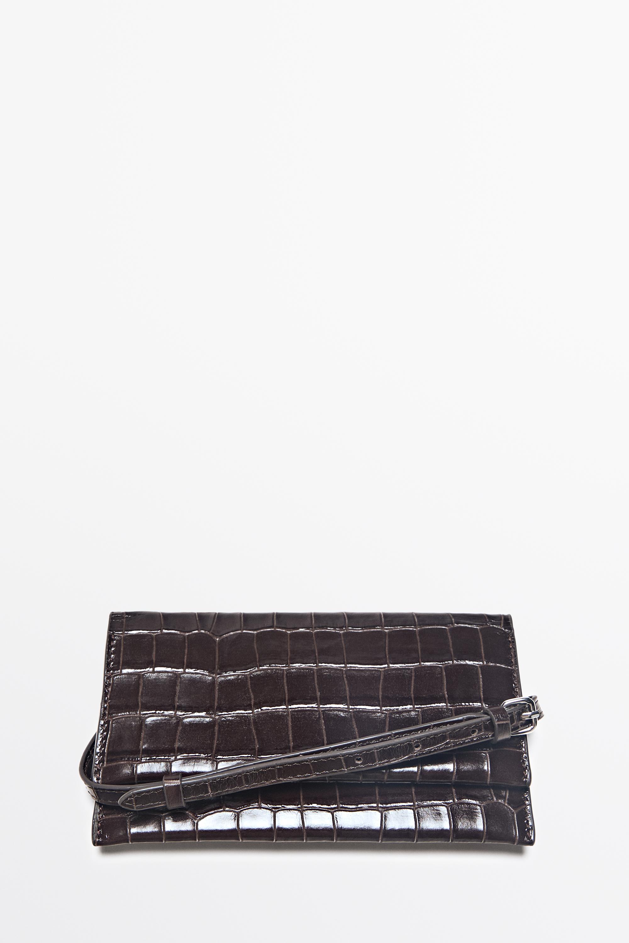 Crocodile-embossed leather belt bag